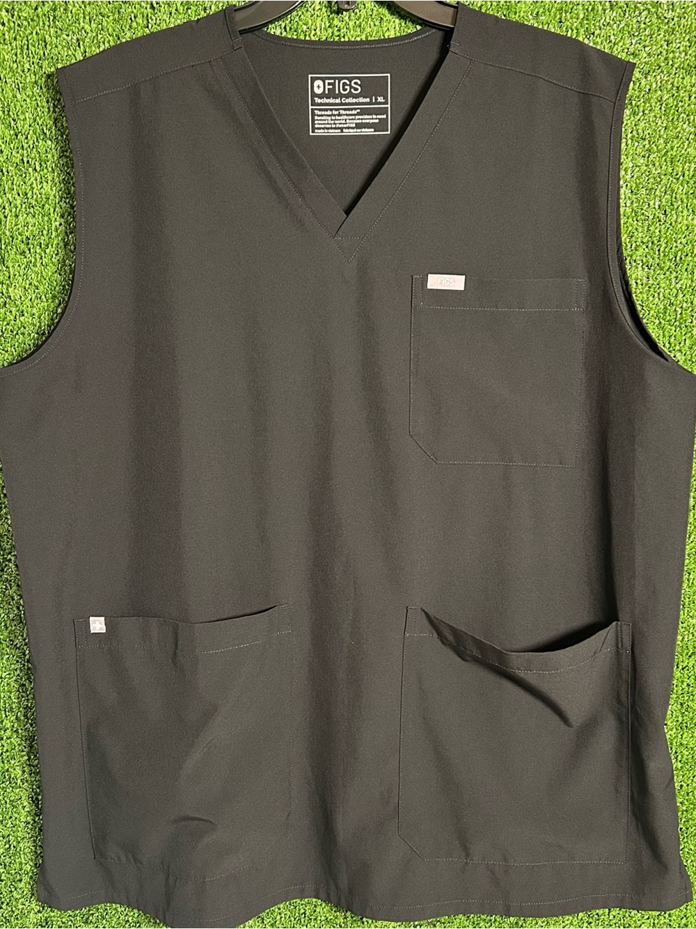 Figs V-Neck Sleeveless Scrub Smock Tank Top Black Women’s Size XL A4